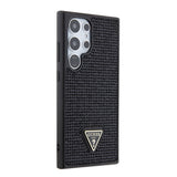 Galaxy S24 Ultra Kılıf Guess Taşlı Üçgen Logolu Kapak Siyah