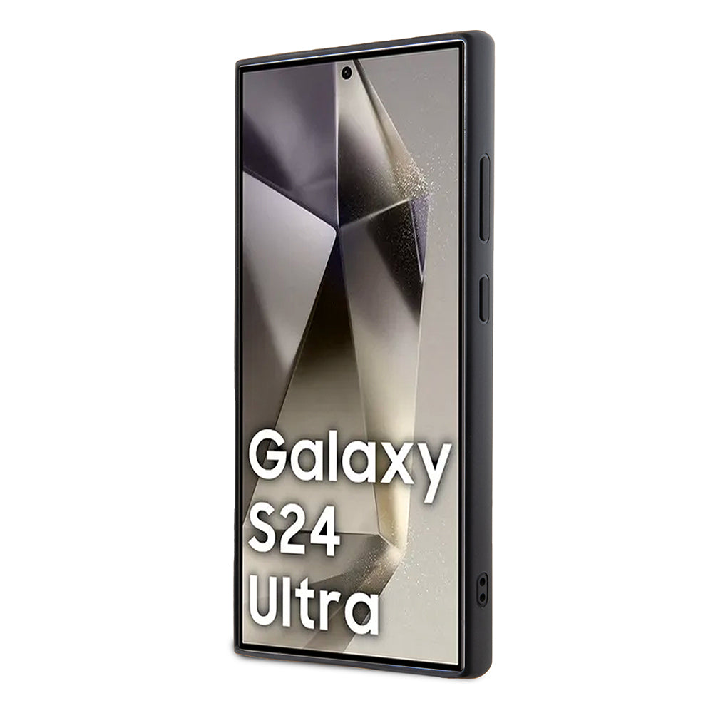 Galaxy S24 Ultra Kılıf Guess Taşlı Üçgen Logolu Kapak Siyah