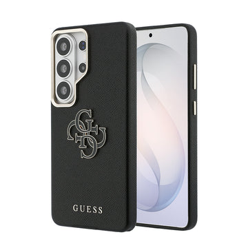 Galaxy S26 Ultra Kılıf Guess Grained Yazı ve 4G Büyük Metal Logolu Kapak Siyah