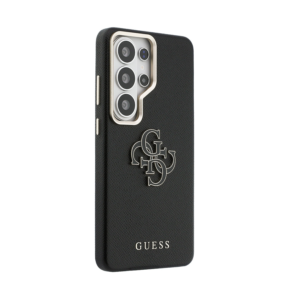 Galaxy S26 Ultra Kılıf Guess Grained Yazı ve 4G Büyük Metal Logolu Kapak Siyah