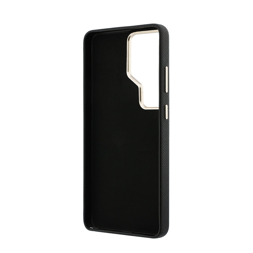 Galaxy S26 Ultra Kılıf Guess Grained Yazı ve 4G Büyük Metal Logolu Kapak Siyah