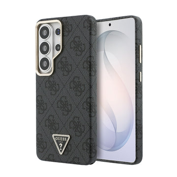 Galaxy S26 Ultra Kılıf Guess M-safe Şarj Uyumlu Taşlı Üçgen Logolu Kapak Siyah