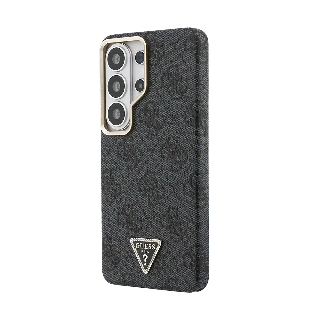 Galaxy S26 Ultra Kılıf Guess M-safe Şarj Uyumlu Taşlı Üçgen Logolu Kapak Siyah