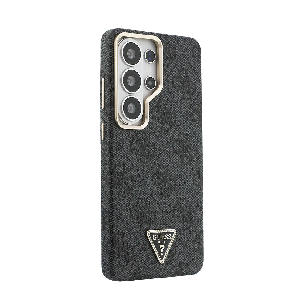 Galaxy S26 Ultra Kılıf Guess M-safe Şarj Uyumlu Taşlı Üçgen Logolu Kapak Siyah
