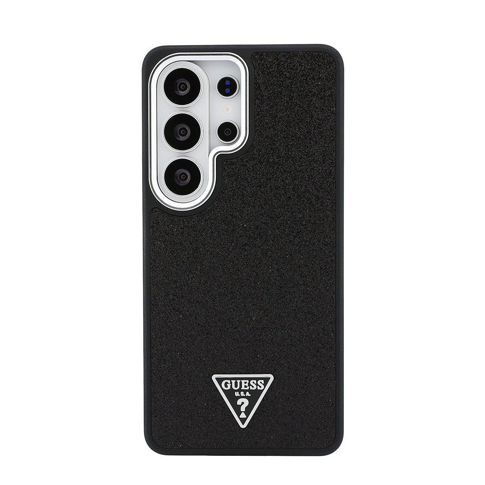 Galaxy S26 Ultra Kılıf Guess M-safe Şarj Uyumlu Üçgen Logolu Glitter Kapak Siyah