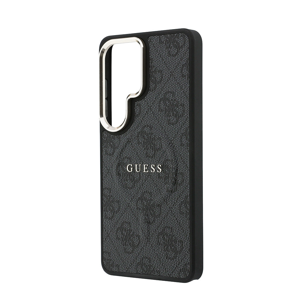 Galaxy S26 Ultra Kılıf Guess M-safe Uyumlu PU Deri 4G Desenli Yazı Logolu Kapak Siyah