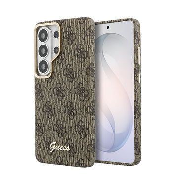 Galaxy S26 Ultra Kılıf Guess M-safe Uyumlu Script Yazı Logolu 4G Desenli Kapak Kahverengi