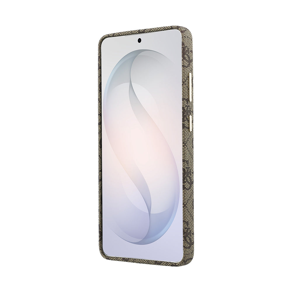 Galaxy S26 Ultra Kılıf Guess M-safe Uyumlu Script Yazı Logolu 4G Desenli Kapak Kahverengi