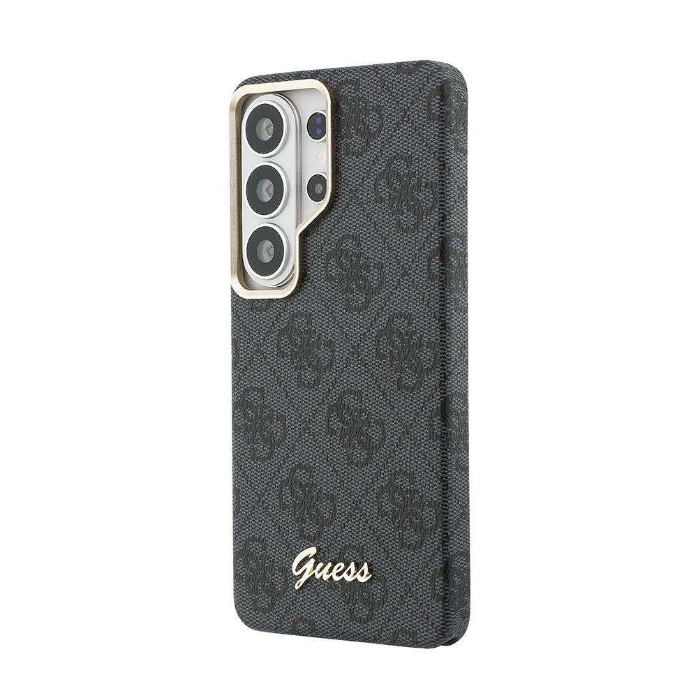 Galaxy S26 Ultra Kılıf Guess M-safe Uyumlu Script Yazı Logolu 4G Desenli Kapak Siyah