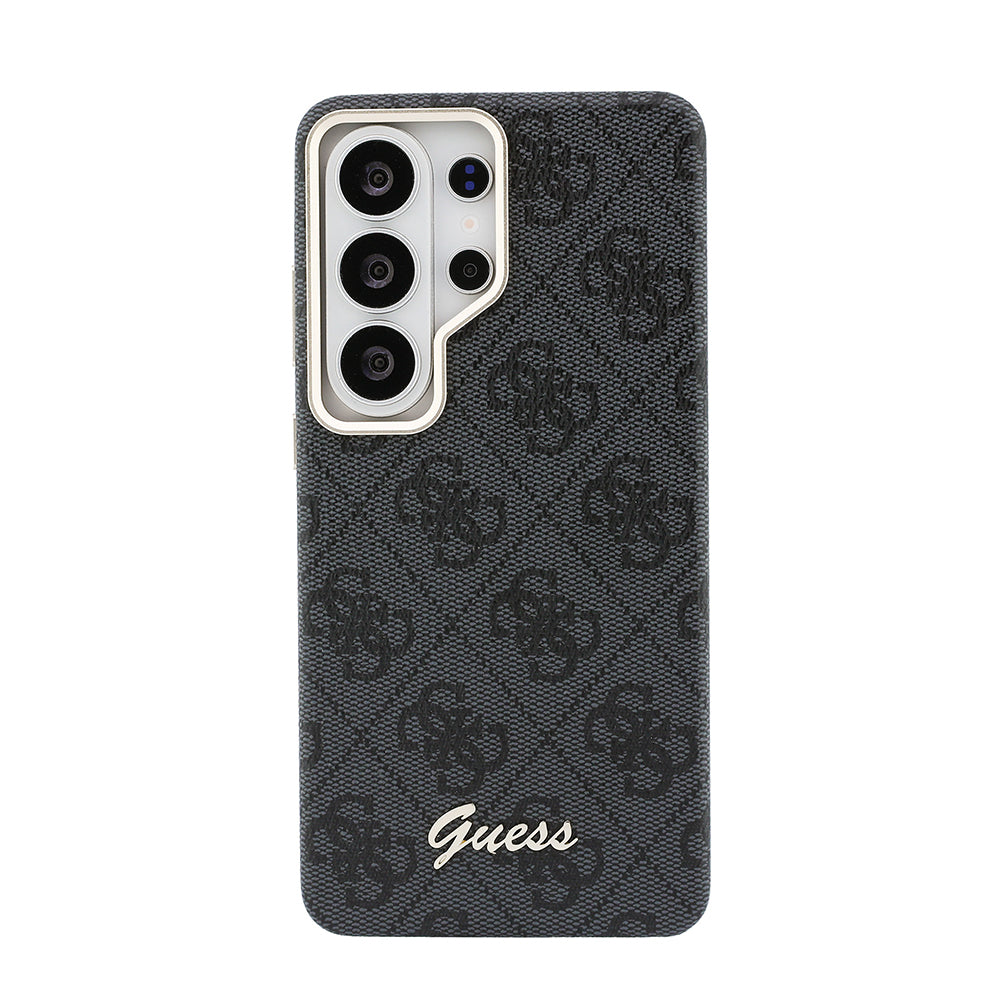 Galaxy S26 Ultra Kılıf Guess M-safe Uyumlu Script Yazı Logolu 4G Desenli Kapak Siyah