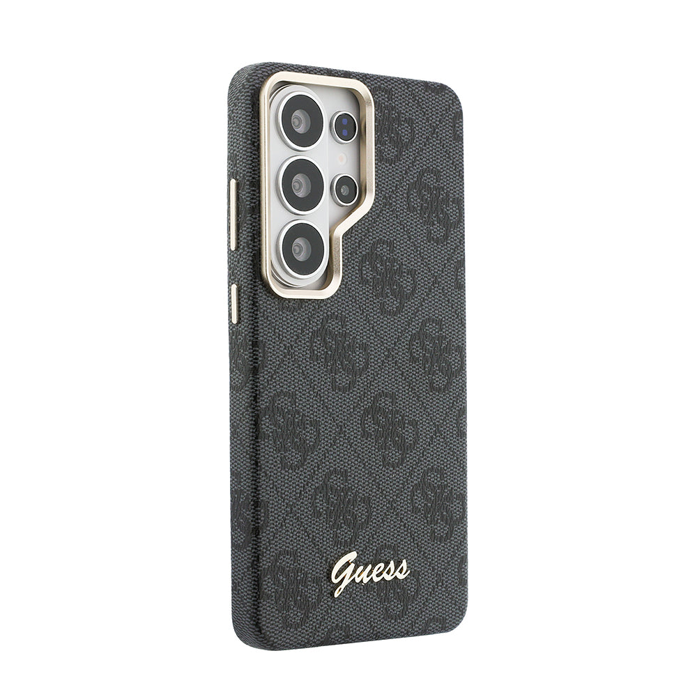 Galaxy S26 Ultra Kılıf Guess M-safe Uyumlu Script Yazı Logolu 4G Desenli Kapak Siyah