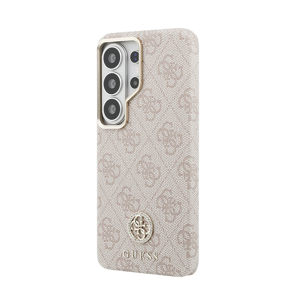 Galaxy S26 Ultra Kılıf Guess M-safe Uyumlu Taşlı Yuvarlak 4G Logolu Kapak Pembe