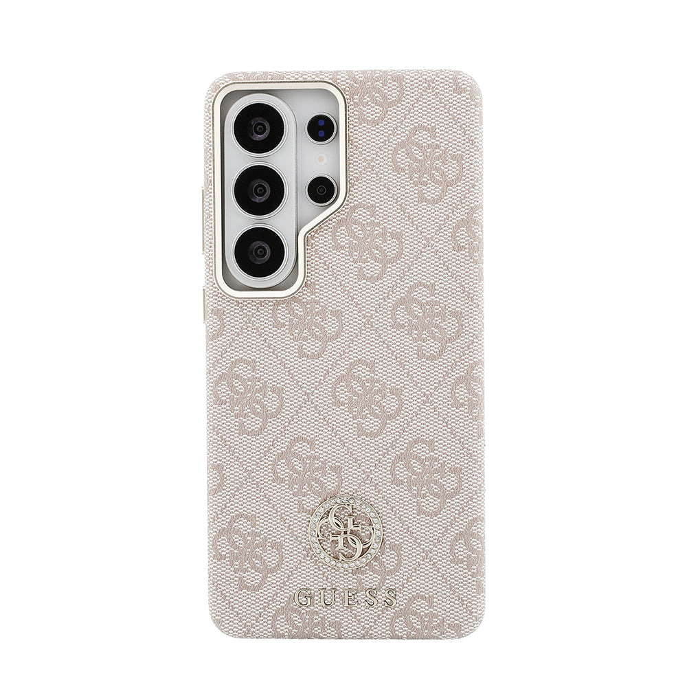 Galaxy S26 Ultra Kılıf Guess M-safe Uyumlu Taşlı Yuvarlak 4G Logolu Kapak Pembe