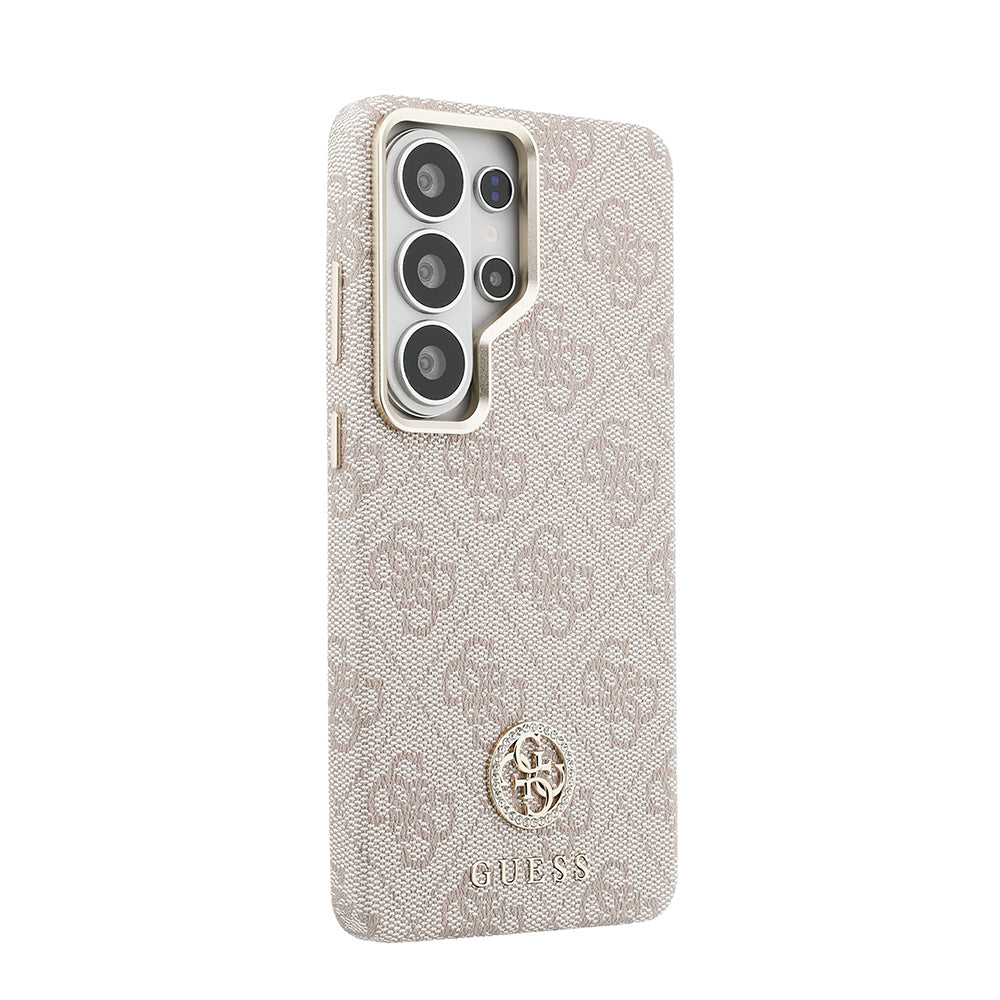 Galaxy S26 Ultra Kılıf Guess M-safe Uyumlu Taşlı Yuvarlak 4G Logolu Kapak Pembe