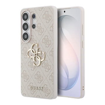 Galaxy S26 Ultra Kılıf Guess PU Deri 4G Büyük Metal Logolu ve Desenli Kapak Pembe