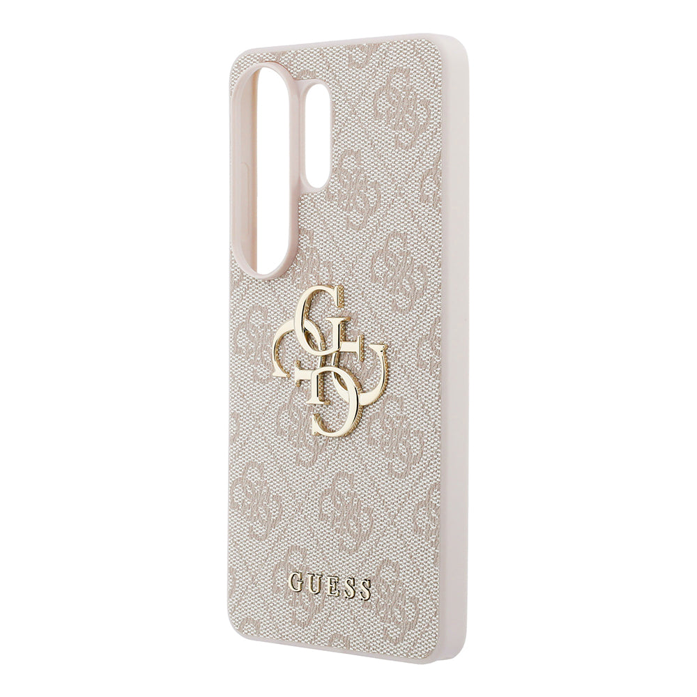 Galaxy S26 Ultra Kılıf Guess PU Deri 4G Büyük Metal Logolu ve Desenli Kapak Pembe