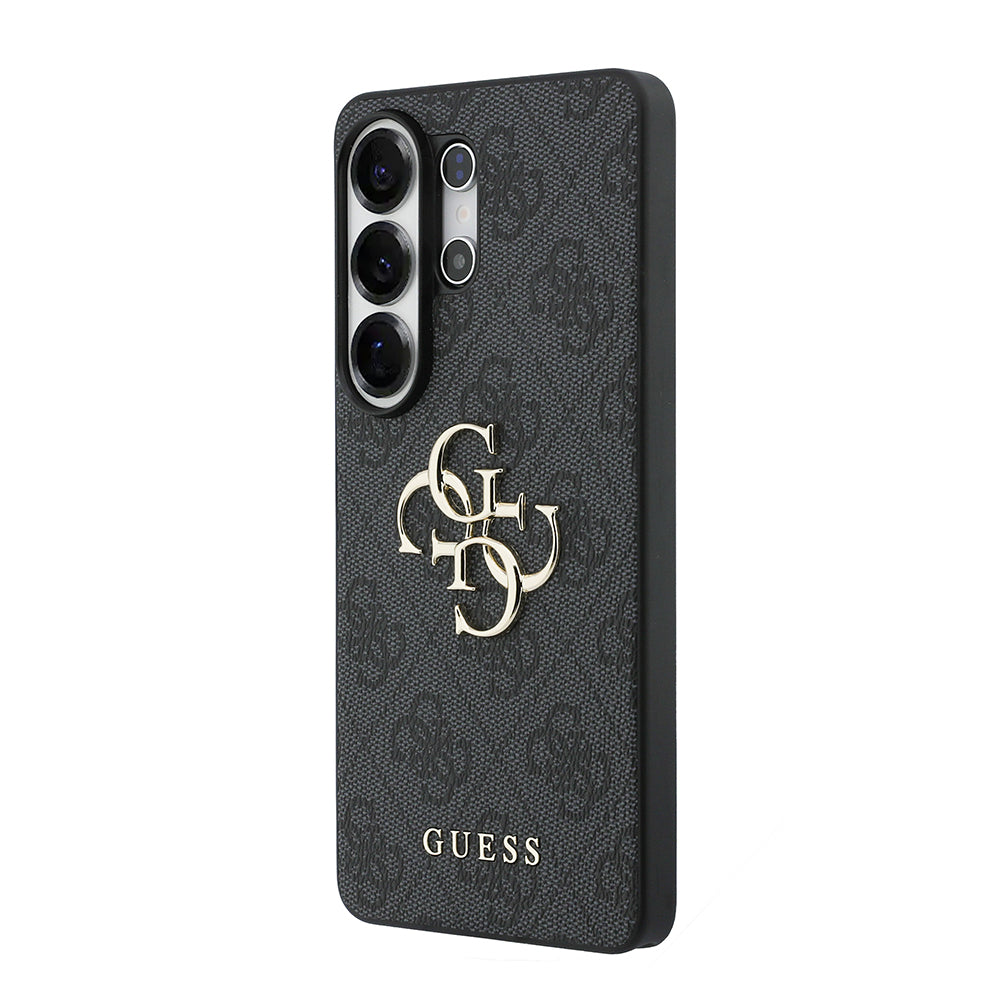 Galaxy S26 Ultra Kılıf Guess PU Deri 4G Büyük Metal Logolu ve Desenli Kapak Siyah
