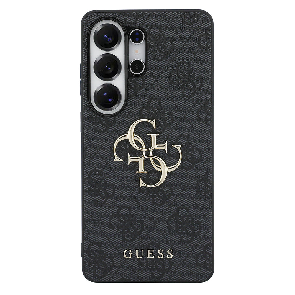Galaxy S26 Ultra Kılıf Guess PU Deri 4G Büyük Metal Logolu ve Desenli Kapak Siyah