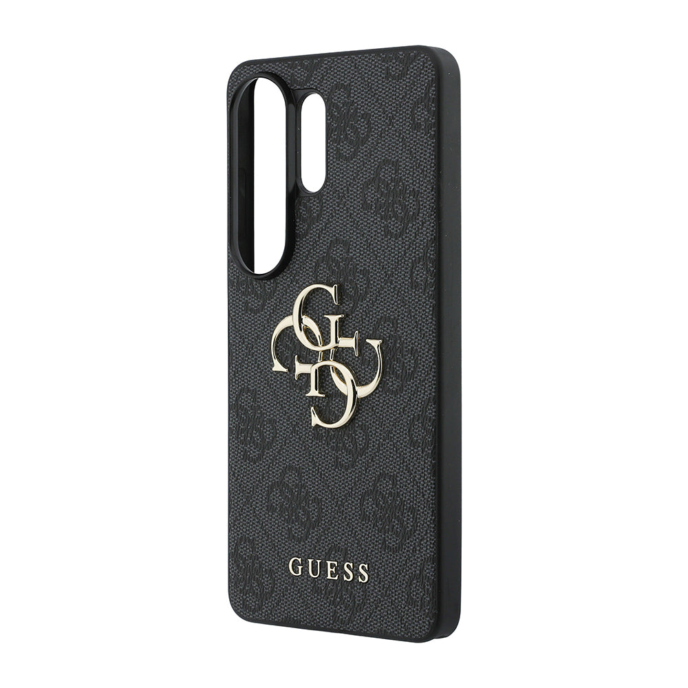 Galaxy S26 Ultra Kılıf Guess PU Deri 4G Büyük Metal Logolu ve Desenli Kapak Siyah