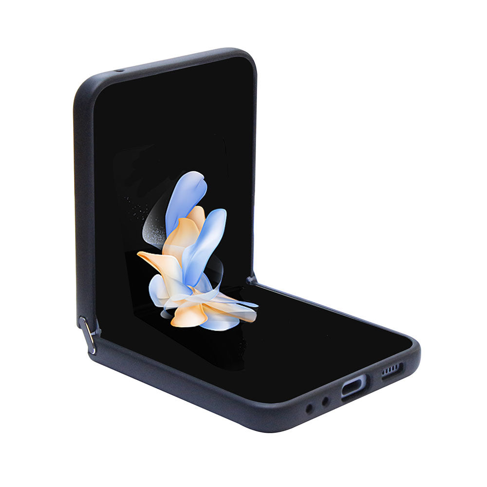 Galaxy Z Flip 5 Kılıf Guess Yazı Logolu Glitter Script Kapak Siyah