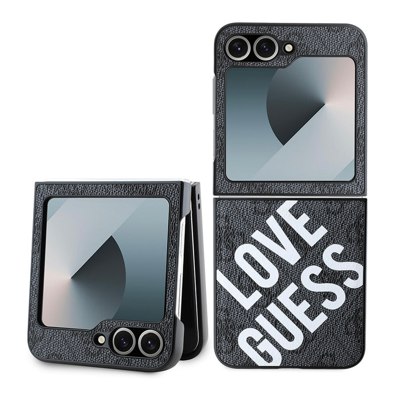 Galaxy Z Flip 6 Kılıf Guess Magsafe Uyumlu Love Guess Yazılı Kapak Siyah