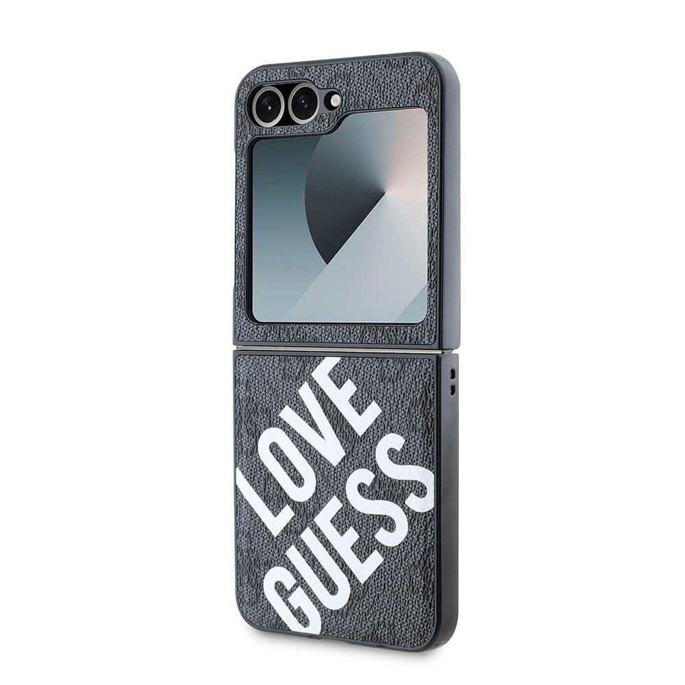 Galaxy Z Flip 6 Kılıf Guess Magsafe Uyumlu Love Guess Yazılı Kapak Siyah