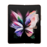 Galaxy Z Fold 5 Kılıf Guess PU Deri Taşlı Üçgen Logolu 4G Desenli Strass Kapak Kahverengi