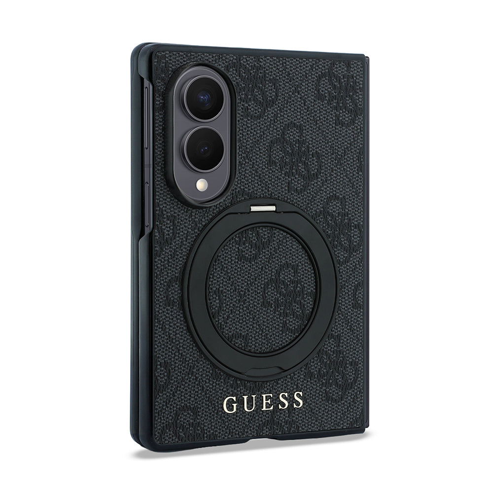 Galaxy Z Fold 8 Kılıf Guess M-safe Uyumlu 360 Dönebilen Standlı 4G Desenli Klasik Yazı Logolu Kapak Siyah
