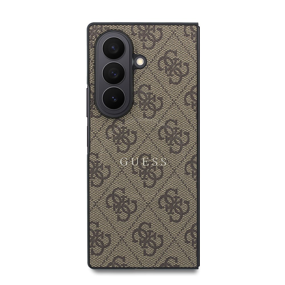 Galaxy Z Fold 8 Ultra Kılıf Guess Kabartma M-safe Uyumlu 4G Desenli Klasik Yazı Logolu Kapak Kahverengi