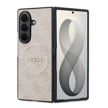 Galaxy Z Fold 8 Ultra Kılıf Guess Kabartma M-safe Uyumlu 4G Desenli Klasik Yazı Logolu Kapak Pembe