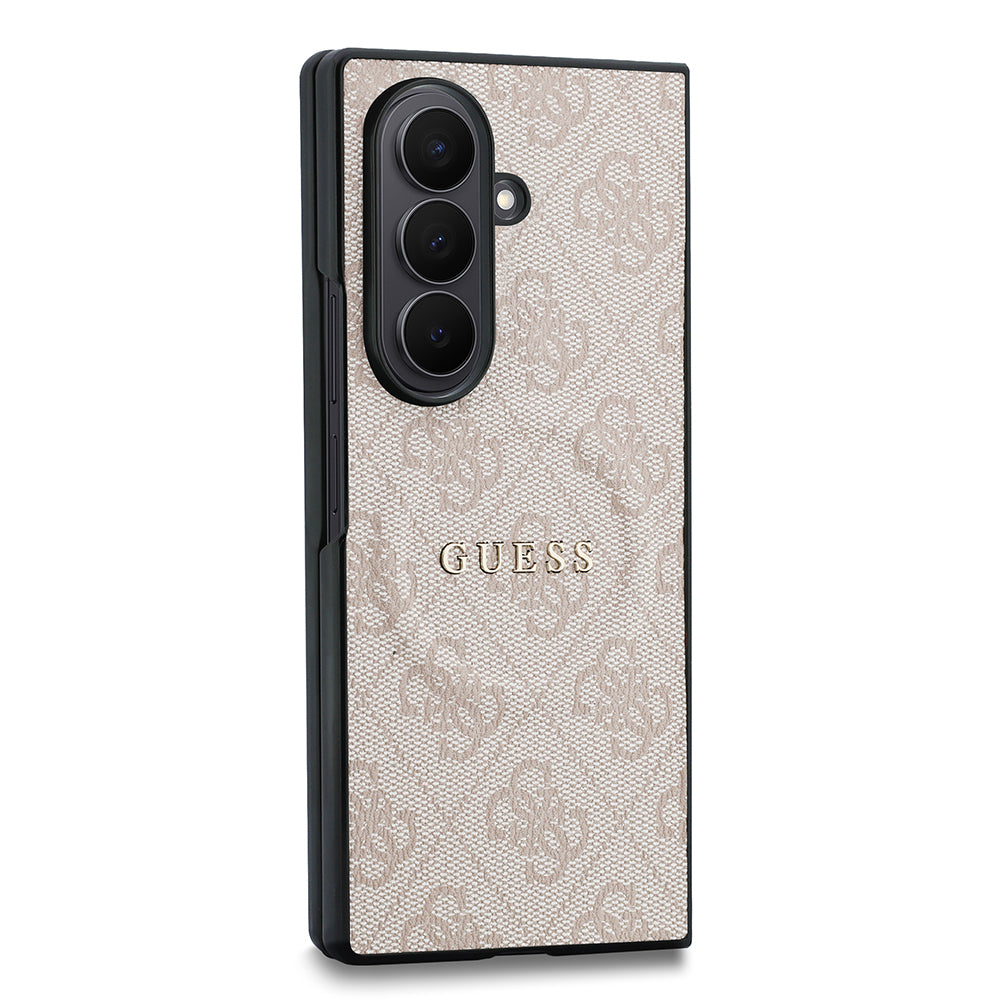 Galaxy Z Fold 8 Ultra Kılıf Guess Kabartma M-safe Uyumlu 4G Desenli Klasik Yazı Logolu Kapak Pembe
