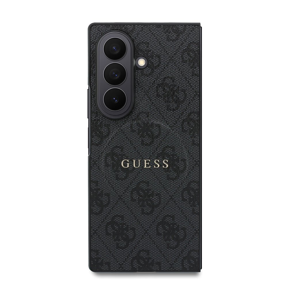 Galaxy Z Fold 8 Ultra Kılıf Guess Kabartma M-safe Uyumlu 4G Desenli Klasik Yazı Logolu Kapak Siyah