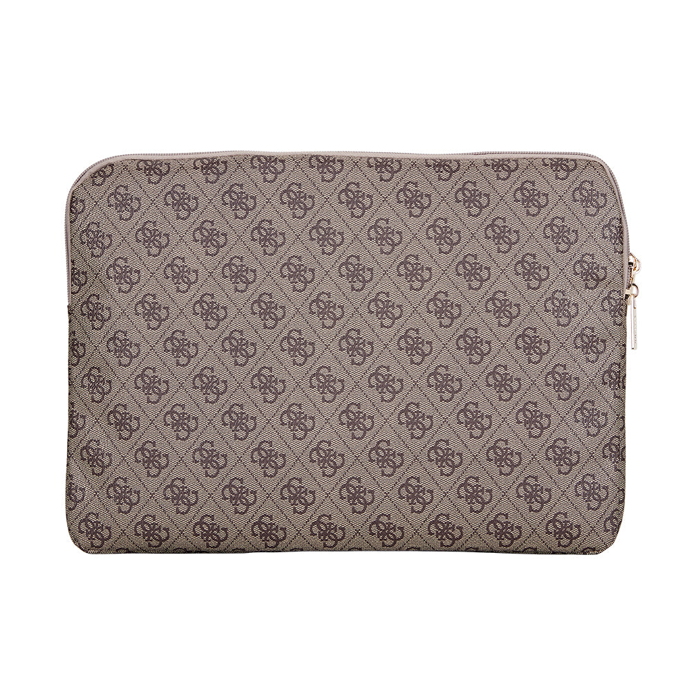 Guess 14 inç Laptop Çantası 4G Desenli Üçgen Logolu Kahverengi
