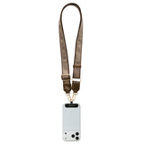 Guess 4G Desen ve Metal Logolu Çapraz Vücut Telefon Askı Kayışı 150cm Kahverengi