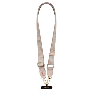 Guess 4G Desen ve Metal Logolu Çapraz Vücut Telefon Askı Kayışı 150cm Pembe