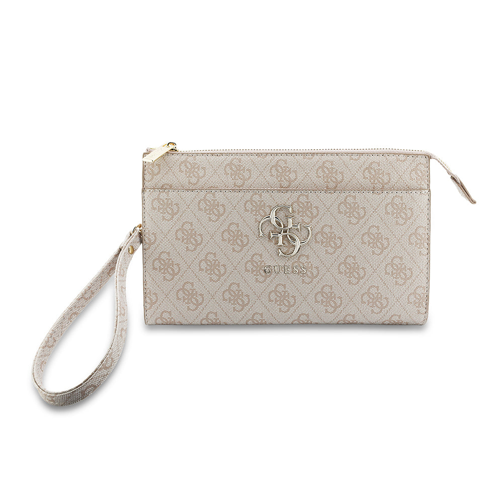 Guess 4G Desenli Büyük Metal Logolu Omuz Askılı El Çantası Pembe