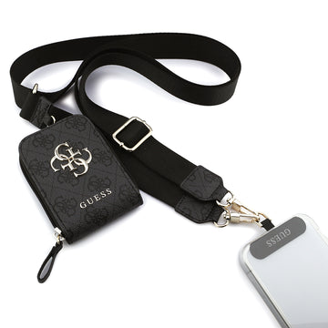Guess 4G Desenli Büyük Metal Logolu Omuz Askılı Purse El Çantası Siyah
