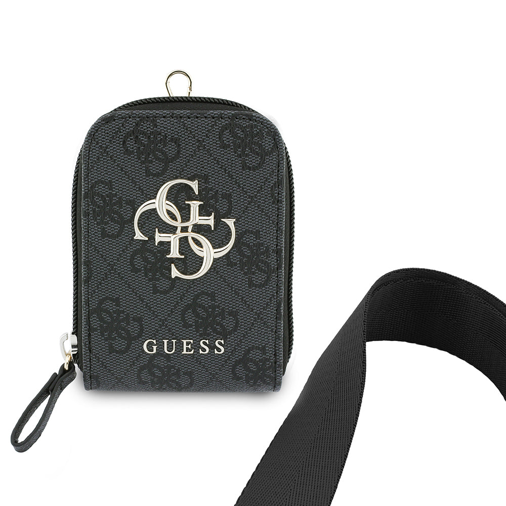 Guess 4G Desenli Büyük Metal Logolu Omuz Askılı Purse El Çantası Siyah