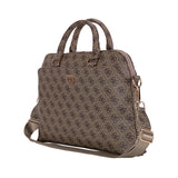 Guess 4G Desenli Üçgen Logolu 15 inç Laptop Notebook Çantası Omuz Askılı Kahverengi