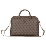 Guess 4G Desenli Üçgen Logolu 15 inç Laptop Notebook Çantası Omuz Askılı Kahverengi