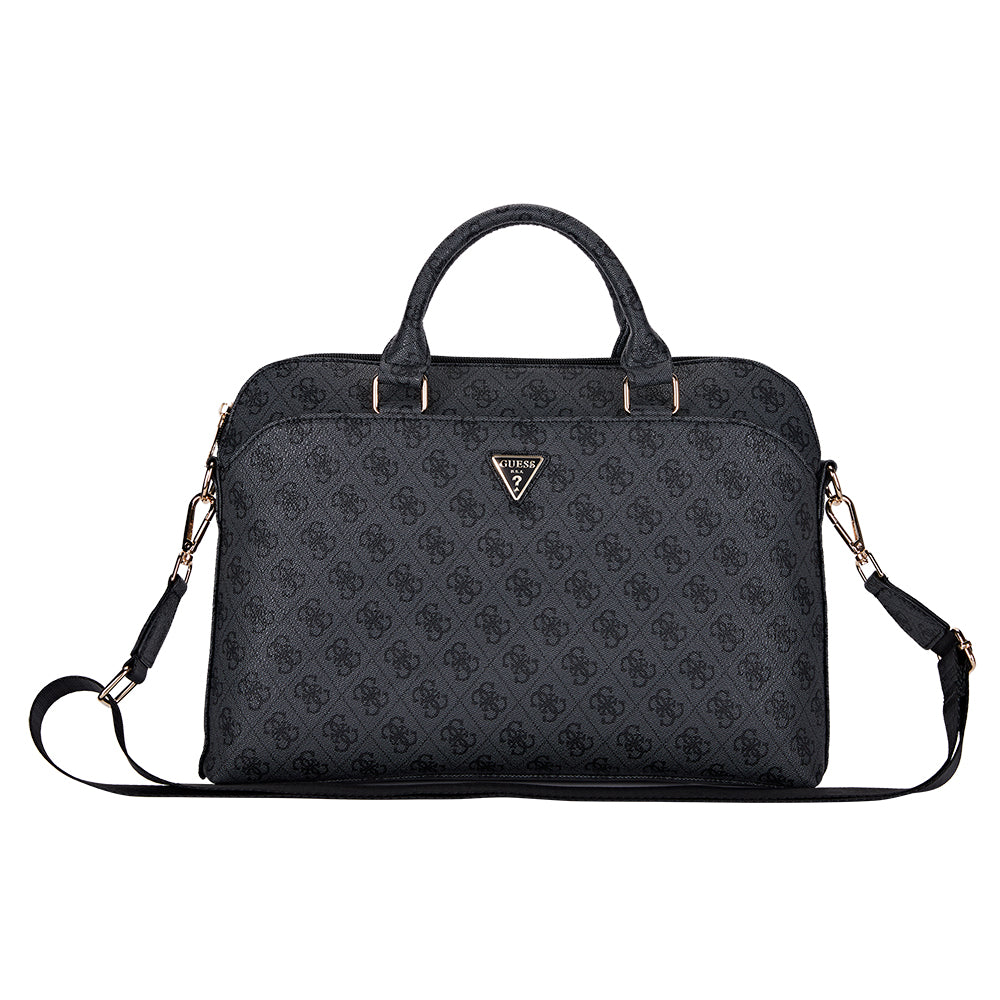 Guess 4G Desenli Üçgen Logolu 15 inç Laptop Notebook Çantası Omuz Askılı Siyah