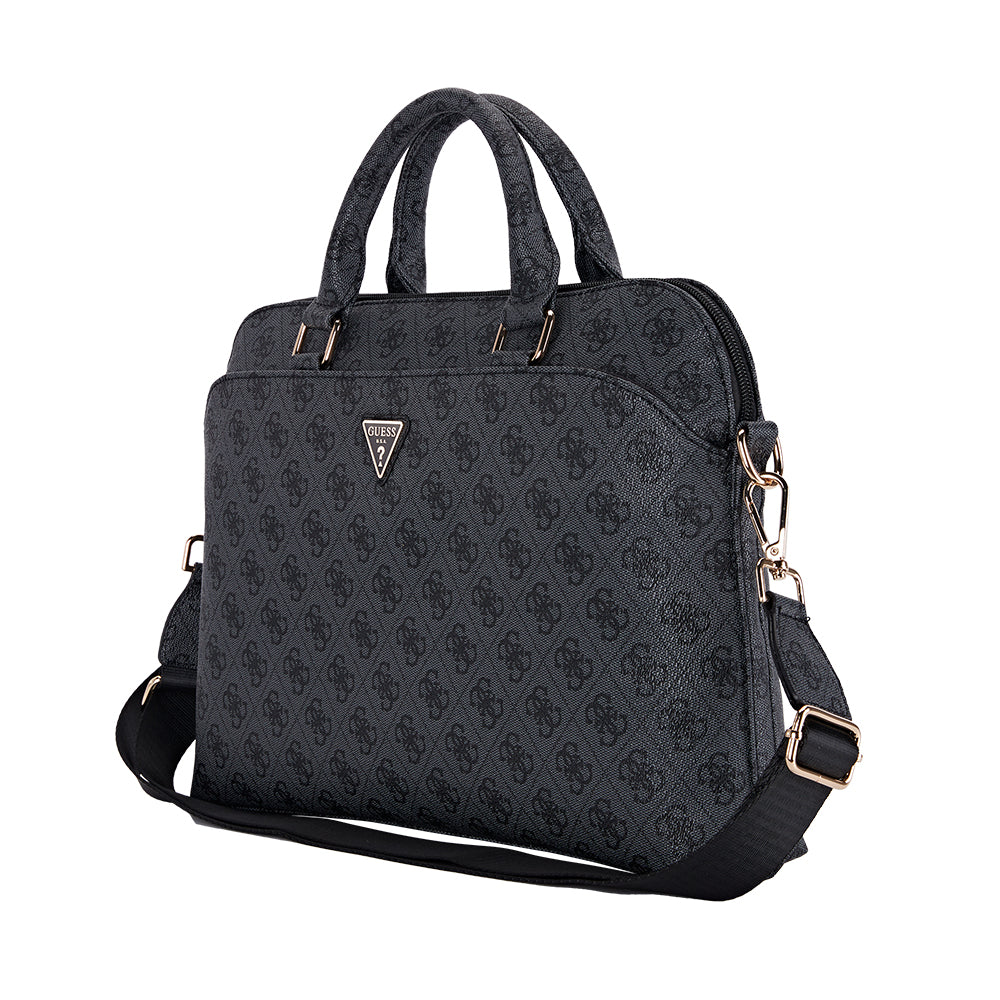 Guess 4G Desenli Üçgen Logolu 15 inç Laptop Notebook Çantası Omuz Askılı Siyah