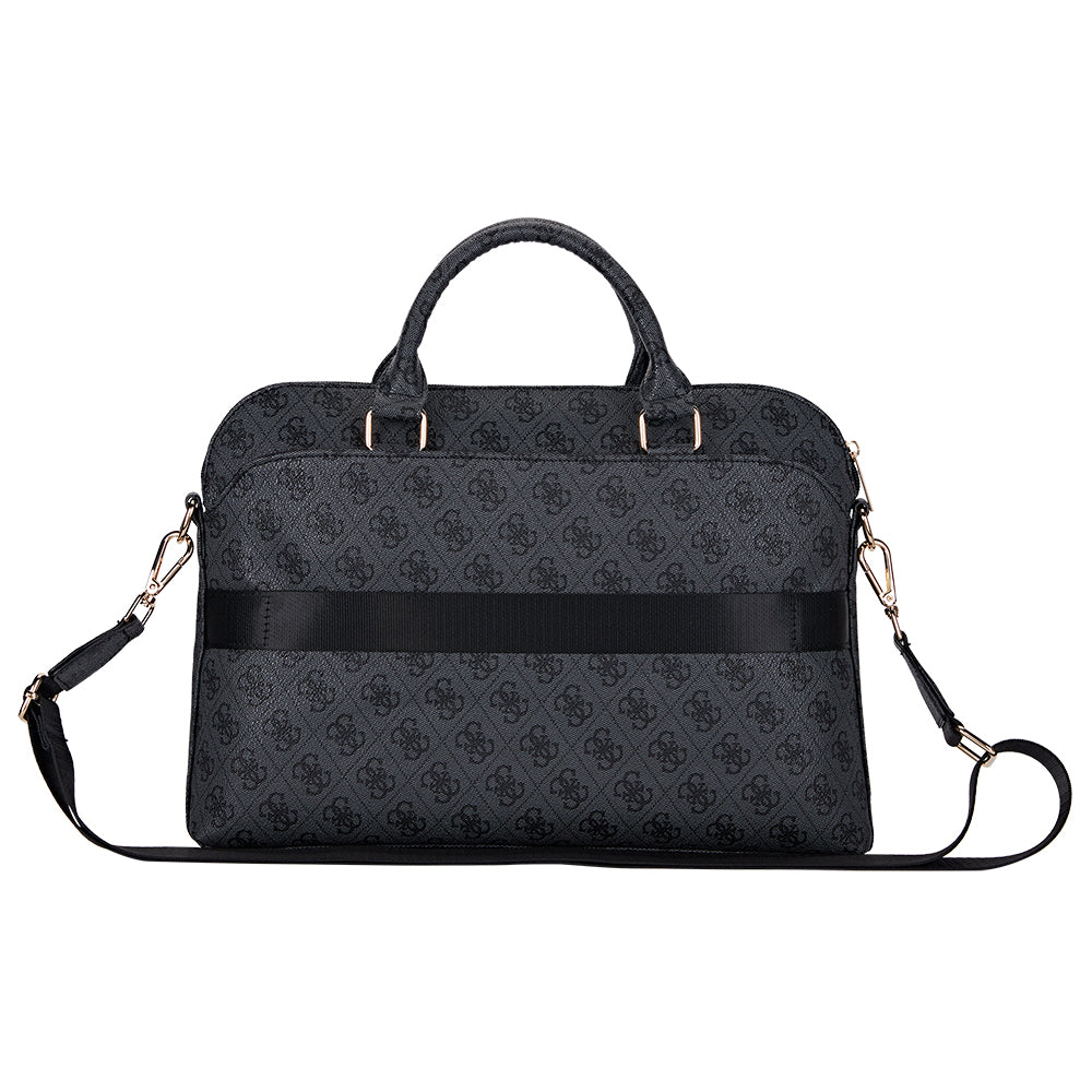 Guess 4G Desenli Üçgen Logolu 15 inç Laptop Notebook Çantası Omuz Askılı Siyah
