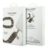 Guess 4G Metal Logolu Büyük Zincirli Çapraz Vücut Telefon Askı Kayışı 120cm Kahverengi