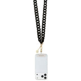 Guess 4G Metal Logolu Büyük Zincirli Çapraz Vücut Telefon Askı Kayışı 120cm Siyah