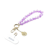 Guess 4G Metal Logolu Kristal Taşlı Telefon Bilek Askı Zinciri Mor