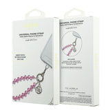 Guess 4G Metal Logolu Kristal Taşlı Telefon Bilek Askı Zinciri Pembe