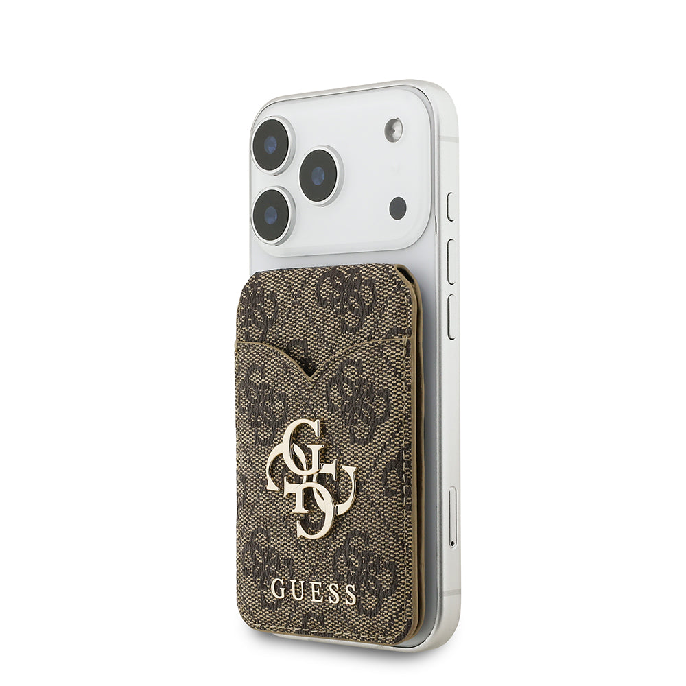Guess Aynalı Magnetik Kartlık Metal Büyük 4G Logolu ve Standlı Kahverengi