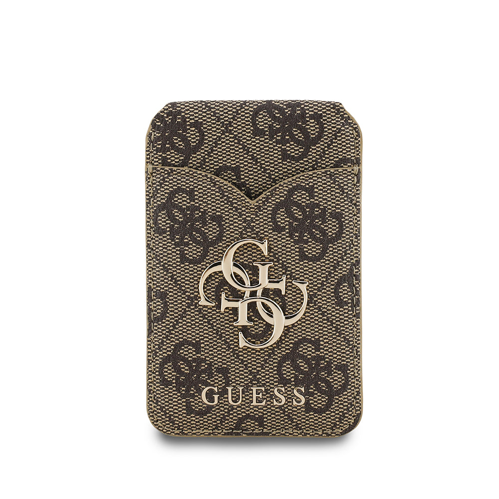 Guess Aynalı Magnetik Kartlık Metal Büyük 4G Logolu ve Standlı Kahverengi