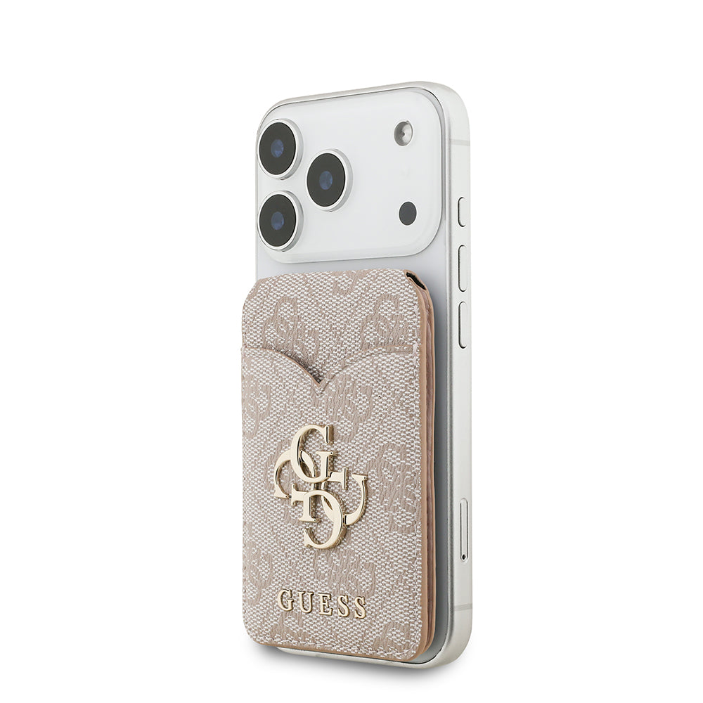 Guess Aynalı Magnetik Kartlık Metal Büyük 4G Logolu ve Standlı Pembe